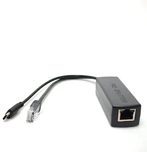 DSLRKIT Gigabit USB Type C Active PoE Splitter 48V to 5V IEEE802.3af Power Over Ethernet for Raspberry Pi 4 4B