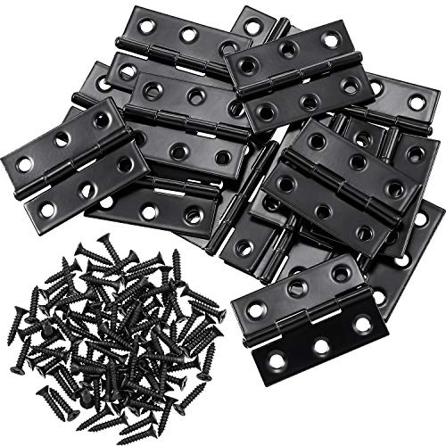 16 Pieces Small Door Hinges Stainless Steel Folding Butt Hinges Home Furniture Hardware Piano Cabinet Door Hinge with 96 Pieces Stainless Steel Screws