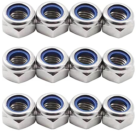 Csirnto Boulon Ecrou 100 Pieces Ecrous Hexagonal Verrouillage Ecrou Cage Écrous Hexagonal Autobloquant Contre Ecrou Boulon Inox Ecrou Frein Écrous de Blocage en Acier Inoxydable 304