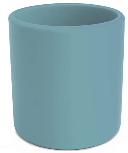 OLGS Silikon Becher Trinkbecher für Kinder | Trinklernbecher, Kinderbecher Rutschfest Blau | Kindergeschirr, Babybecher, Silikonbecher für Baby und Kleinkinder Spülmaschinenfest BPA-frei 200ml (Ether)