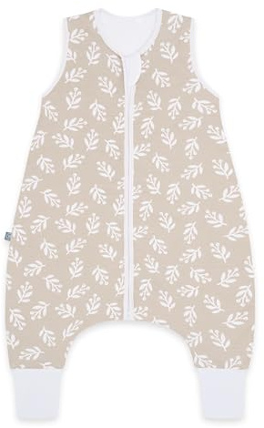 emma & noah Baby Schlafsack mit Füßen 2.5 TOG, Strampelsack für den Herbst und Winter, Bio-Baumwolle, OEKO-TEX Zertifiziert, Kuscheliger Schlafsack für Neugeborere (Floral Sand, 80 cm)