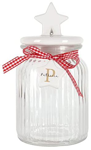 Herz & Heim® Glasdose von Leonardo/Keksdose personalisiert mit Ihrem Wunschnamen zu Weihnachten für Ihre Plätzchen (1, Länglich, 1, Stern)