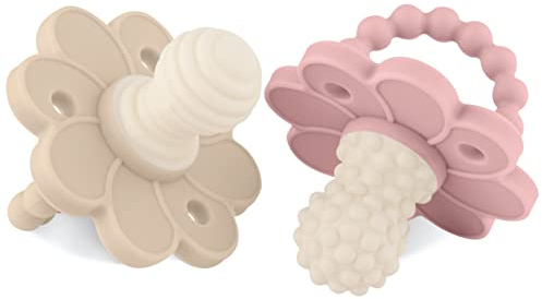 Soothipop Silicone Pacifier Teething Toys for Babies 0-6 Months 12, 18 Months - Pacifier Shaped Baby Teether, Soft Teething Pacifiers for Babies Baby Teething Relief Flower