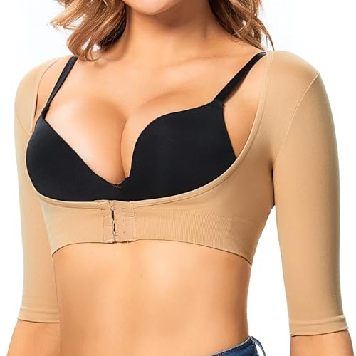 Joyshaper Femme Manchons de Compression Bras Haut Sculptant Femme Bras Manches Haut Corps Gilet de Compression Maintien Dos Épaule Dorsale Beige#1 L