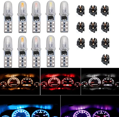10 lampadine LED DC 12 V T5 per auto, con presa Twist Lock, lampadine per cruscotto 2721 27 37 286 cuneo Pc74 kit di indicatori cluster per interni (blu)
