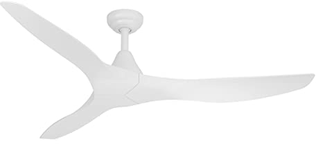 EGLO Deckenventilator Portsea, 3 Flügel Ventilator mit Fernbedienung, Timer und Sommer Winter Betrieb, ABS Kunststoff in Weiß matt, DC Motor, leise, Ø 132 cm