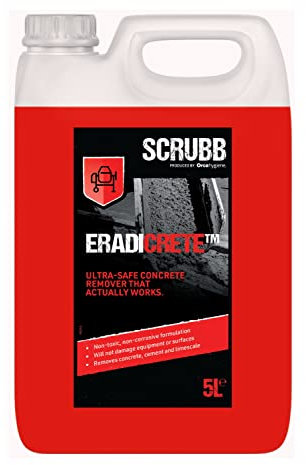 SCRUBB ERADICRETE™ Ultra-Safe Concrete Remover & Cleaner, Non-Hazardhous, Non-Fuming, Non-Corrosive, 5L