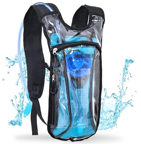 Transparent Clear Sojourner Rave Hydration Pack - Hydration Backpack - Hydropack with 2L Bladder - Water Backpack for Festivals, Hiking, Running, Biking and More