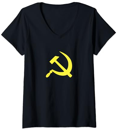 UdSSR Hammer und Sichel Flagge T-Shirt mit V-Ausschnitt