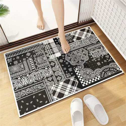 Badezimmerteppich, Badematte, FußMatte, Badteppich 40x60cm, Badvorleger, Badematte Badteppich Badvorleger Rutschfest Waschbar, Teppich Badezimmer Teppiche, Bathroom Mat, Bath Mat, Badematten, Black