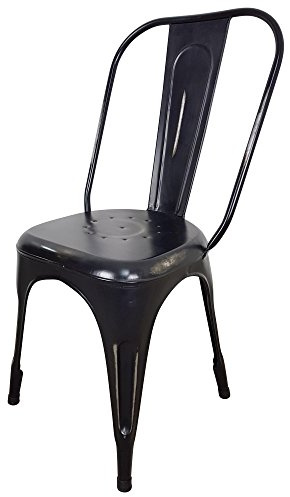 Indoortrend Esszimmerstühle Bistrostuhl Metall Stapelstuhl - Stuhl Esszimmer Vintage - Stapelstühle für Küche - Stabiler Küchenstuhl mit Rückenlehne - Balkon Möbel Gartenstühle Metallstuhl schwarz
