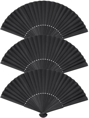 Yolyoo 3 Stück Handfächer Faltbare Fächer Silk Handfächer Hochzeitsfächer Dekoration Faltfächer Chinesischer handfächer Fan für Männer Damen Hochzeit Party Geschenke, Dekoration (3)