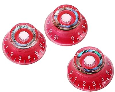 Abaodam 3 Stück Runde Acryl Gitarrenknöpfe in Rot Lautstärke und Klangregler für E-gitarre Installieren Ersatzteile mit Elegantem Design