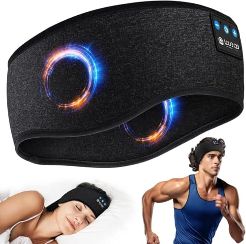 LOVE EYE Bluetooth 5.4 Sleep Headphones Headband, Breathable Wireless Headband with Ultra-Thin Speakers & HiFi Sound for Running, Yoga, Travel, Tech Gifts for Men Women, Sport Black