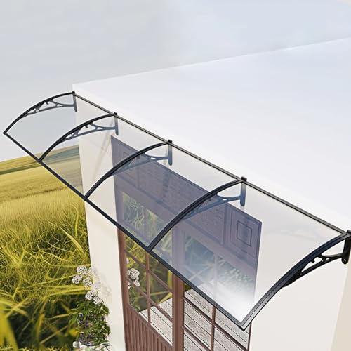 ABWGLRN Fenster-Markisen-Türüberdachung, Veranda-Markisenschutz, Fenster-Regenschutz, Moderne Polycarbonat-Abdeckung, Außenüberdachung für Vorder-/Hintertür-Veranda, zum Schutz vor Regen, Schnee un
