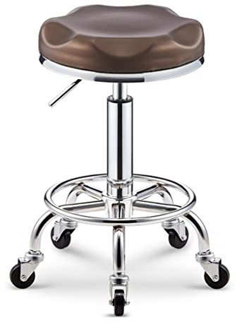 QZQJUILU Drehhocker, Drehhocker, runder Rollhocker mit Rädern, Leder, drehbar, höhenverstellbar, für Bar, Büro, Friseur, Schönheitssalon, hoher Fußrollenhocker