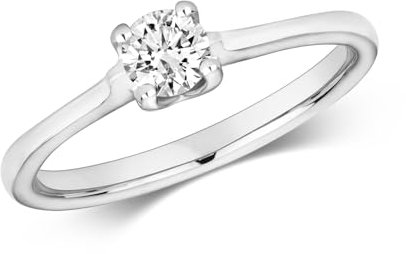 EDS Jewels Funkelndes Feuer 9 Karat (375) Weißgold Damen - Diamant Solitärring Brillant-Schliff 0.25 Karat H - I1 TRS320329KWRSJ