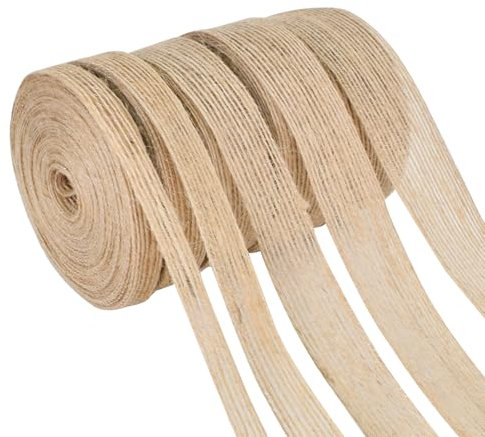 Geschenkband Jute Natur, Juteband Dekoband 1cm 1,5cm 2cm 2,5cm 3cm, Geschenkbänder Rustikal 5 Rollen, 10 Meter Pro Rolle, DIY Geschenkverpackung Band für Hochzeit, Weihnachten, Party