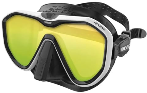 Seac Appeal, máscara de Buceo de Lente única Made in Italy con Hebilla 3D Directamente en la Falda, Blanco Lente espejada, Narrow