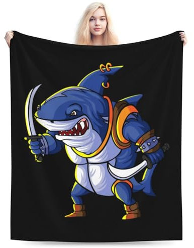 FWJZDSP Manta de Franela Suave y acogedora para sofá, sofá o Silla, de 40 x 30 Pulgadas, con el tiburón y el Cuchillo