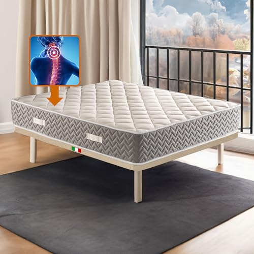 Comfy Line Materasso matrimoniale 160X200 Cm NEW AIR MEMORY ORTOPEDICO H 24 Cm semi rigido | Materasso contro il mal di schiena che NON SCALDA, anallergico e anti acaro - MOD. ELISIR H24