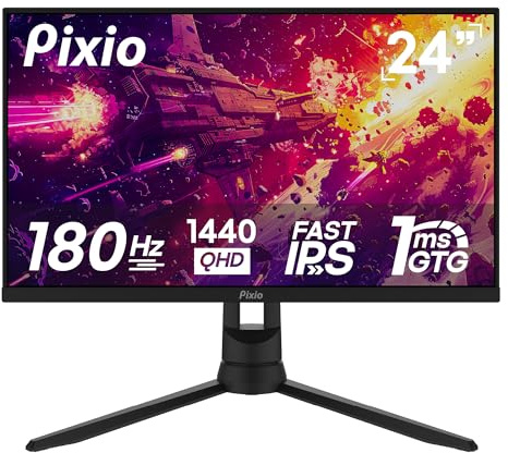 Pixio PX24Q PRO 24 inch 180Hz Refresh Rate QHD 1440p Resolution Fast IPS Panel 1ms GTG Response Time Gaming Monitor