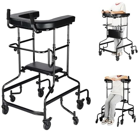 XUZAOJUN Deambulatore rollator for Anziani,deambulatore rollator con Sedile e Freni,Leggero,antiribaltamento e inclinazione in avanti,Regolabile in Altezza,Adatto a Persone disabili