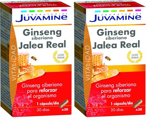 JUVAMINE - Ginseng Siberiano - Jalea Real - 30 Cápsulas - Fortificante - Tonificante - Energía y Vitalidad - Jalea Real - Renforzar el Organismo - Fórmula Natural (Paquete de 2)
