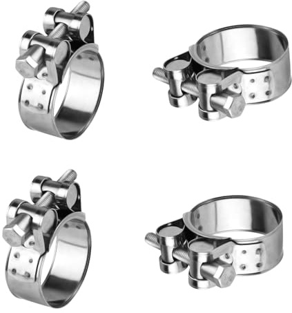 4 Stück Gelenkbolzenschelle Edelstahl 304, Spannbereich 60-63mm Einstellbar Schlauchschellen, Rohrschelle, Spannbackenschellen, Edelstahl Auspuffschelle Gelenkbolzenschellen für Schellen