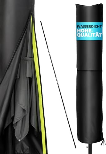 4smile Sonnenschirm Schutzhülle 2 bis 5 m, 420D-Oxford-Stoff – Strapazierfähige Ampelschirm Schutzhülle, Wasserdicht, UV-beständig, Abdeckung für Garten & Außenbereich, Schwarz