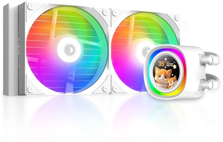 ID-COOLING FX240 LCD – Premium 240mm AIO Liquid CPU Cooler with 1.48″ Full-Color LCD Display, 300W TDP, Intel LGA1851/1700 & AMD AM5/AM4 Support