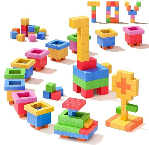 100PCS Magnetic Building Blocks, Sensory Square Construction Set, Ages 3+ | STEM Learning, Montessori Play, Fine Motor Practice, Creative Engineering, Travel Activities, Birthday Gifts, Boys and Girls