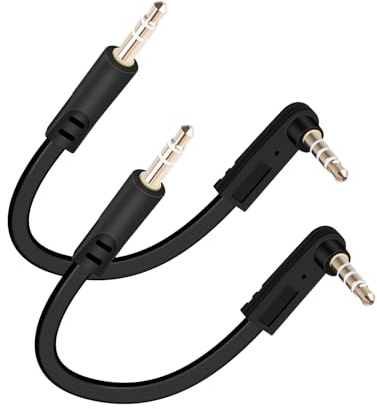 RIIEYOCA 3.5mm 3 TRS to 4 TRRS Microphone Audio Cable,3.5mm 90 Degree Right Angle TRRS Male to Straight Male Stereo AUX Cables Connector for Microphone,Smartphones,Recording Devices(15CM /2-Pack)