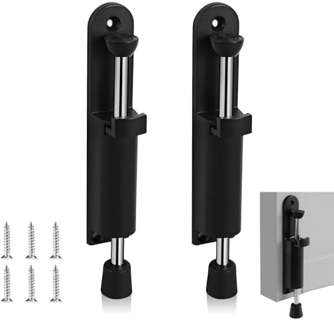 2 Stück Türfeststeller Außen, Pedal Türstopper mit Fußbedienung Schwarz Zinklegierung Türfeststeller Winddichter Türstopper Türhalter für Innen und Aussenbereich Garagentor Balkontür