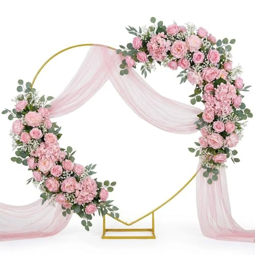 ZENSTEEL 6.6FT Large Size Metal Balloon Arch Kit, Kit per Arco di Palloncini a Forma di Cuore, Arco Dorato Piante da Giardino per Decorazioni di Matrimonio, Anniversario