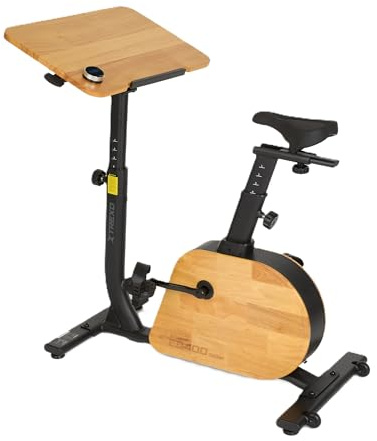 XTREXO EB400-desk - 2 in 1 Deskbike & Cyclette - Sistema magnetico silenzioso PMS e design in legno - 16 livelli di resistenza e tavolo regolabile - Bicicletta ergonomica fitness per casa ufficio e
