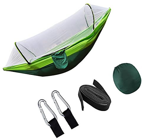 Amaca doppia ultraleggera 260 cm × 140 cm con rete – traspirante per 2 persone per interno/esterno campeggio escursionismo zaino in spalla viaggi guida
