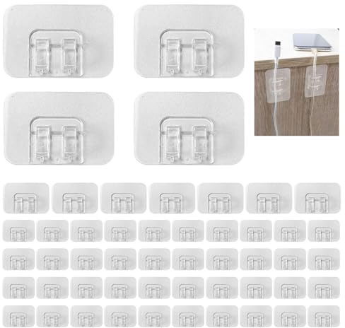 50 Stück Selbstklebende Lichterketten Haken Transparent, Wetterfeste Lichterkette Befestigung Outdoor, Befestigung Lichterkette Außen, Werkzeuglose Clips ohne Bohren für Weihnachtsdeko, Terrasse