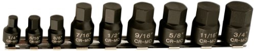 Laser 5666 Low Profile Impact AF Hex Socket Bit Set 1/4D, 3/8D 9pc