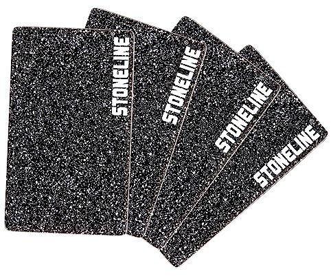 Stoneline Glas Schneidebrett, Schneidbretter Set 4-teilig, 25 x 15 cm, Stoneline Optik, hitzebeständig, Schneidbrett für Fleisch, Fisch, Obst, Gemüse