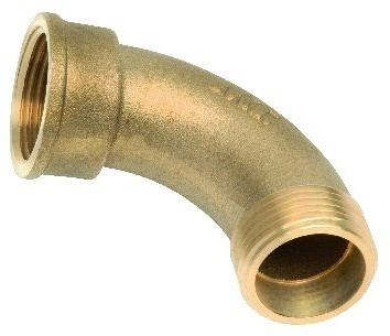 Messing Bogen 90° Nr. 1, 1 x Innengewinde - 1 x Außengewinde d 3/4 Zoll