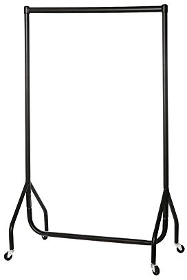 Shopfitting Warehouse Black Heavy-Duty Clothes Rail Hanging Rail with Wheels 3ft wide