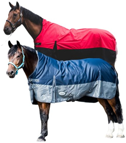 Pferdedecke 1200D High Neck Weidedecke Winterdecke Regendecke Turnout : 100g Red/Black 145