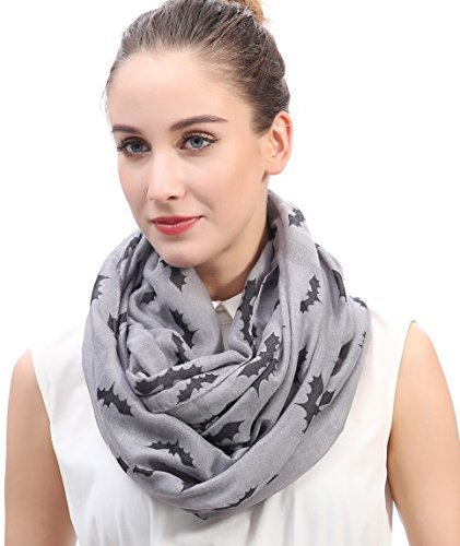 Lina & Lily Damen Halloween Loop Schal mit Fledermaus-Motiv