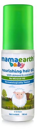 Mamaearth Nourishing Baby Hair Oil with Almond & Avocado 100ml | Baby hair oil formulated with almond and avocado oils.