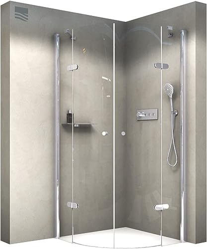 BERNSTEIN Viertelkreis Dusche 90x90 cm Duschkabine EX406 aus 6mm ESG-Sicherheitsglas mit Nano-Beschichtung Echtglas-Dusche mit Eckeinstieg Platzsparende Duschabtrennung