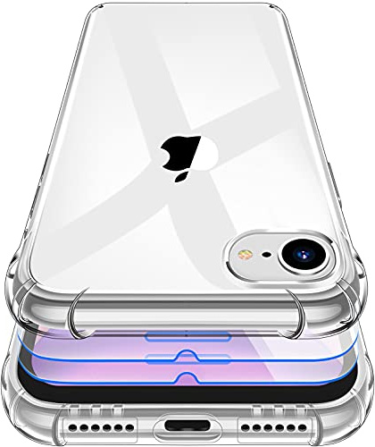 Garegce Hülle für iPhone SE 2022/2020, iPhone 8/7 Hülle mit Panzerglas 2 Stück, Handyhülle iPhone SE 2022 5G Silikon Stoßfeste Transparent Bumper Case für iPhone SE 2020/7/8, 4.7 Zoll, Klar