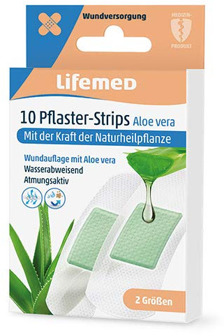 Lifemed – 10 plåsterremsor vit aloe vera 2 storlekar, med kraften i naturläkningsväxten – i prisvärda och praktiska 4-pack (40 plåster)