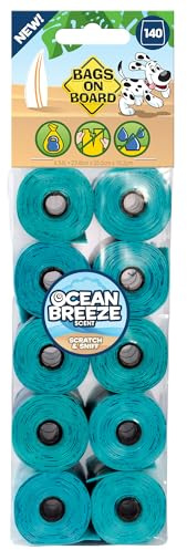 Bags On Board Dog Poo Bags | Strong, Leak Proof Dog Waste Bags | Ocean Breeze Scent | 140 Bags