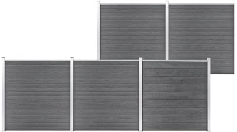 vidaXL Gartenzaun WPC Sichtschutzzaun Lamellenzaun Windschutz Sichtschutz Zaun Steckzaun Systemzaun Garten 872x186cm Grau Aluminiumstange